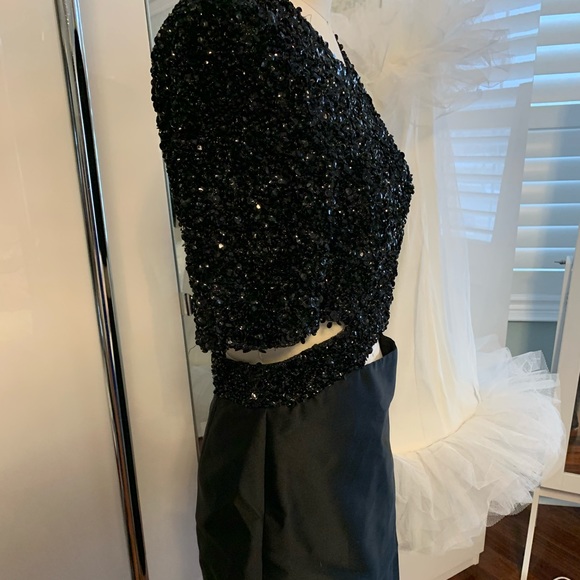 3.1 PHILLIP LIM Black Sequin Embellished Cutout Dress Size 6 Short Sleeve - Picture 4 of 15